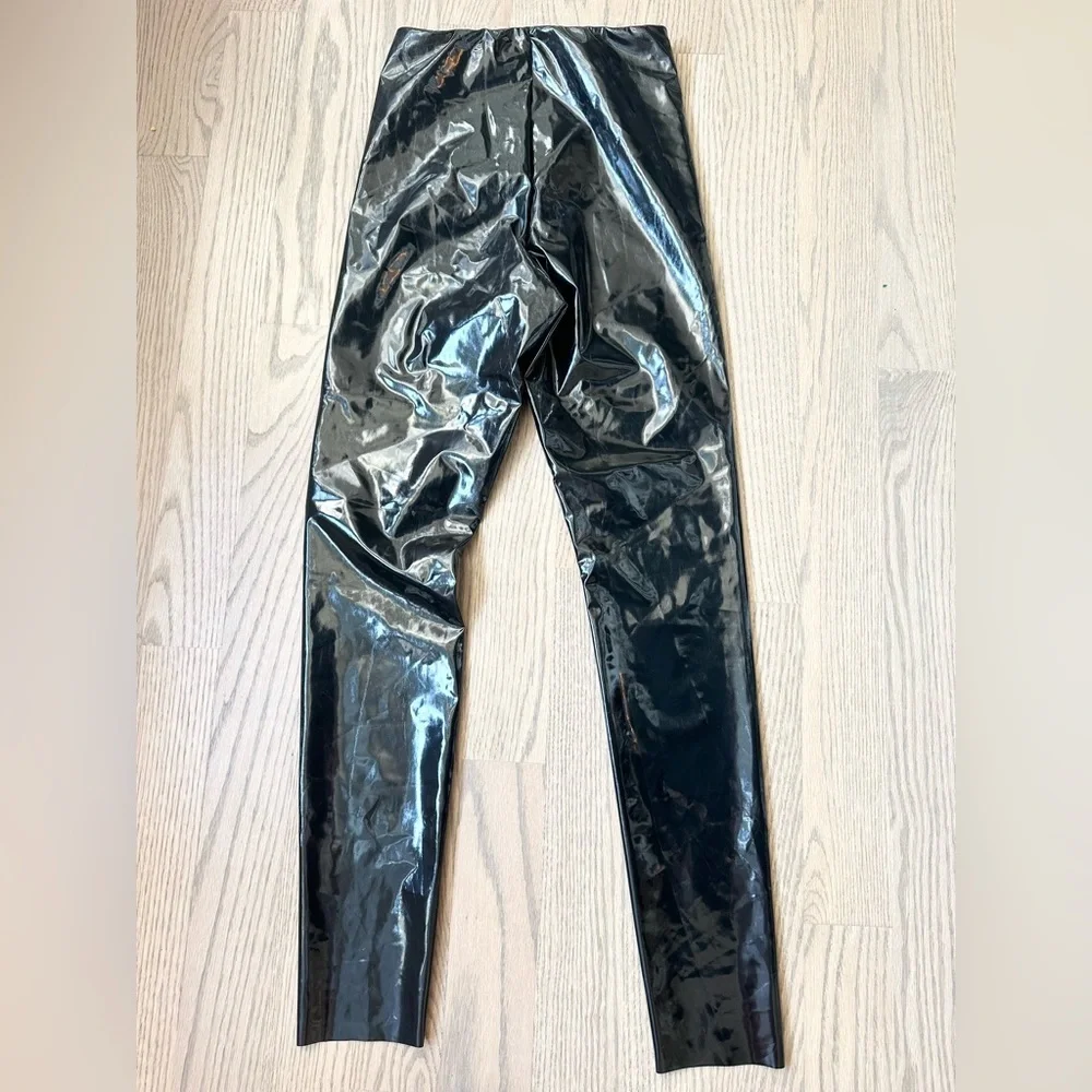 Aritzia Wilfred Free Liquid Latex Faux Leather High Waisted Black Leggings